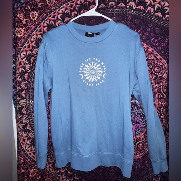 Vans Blue Crew Neck Sweater with Mandala Design - Picture 1 of 3